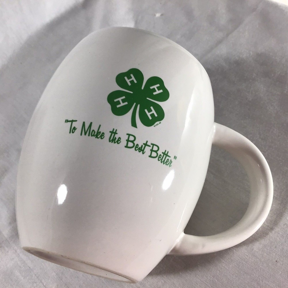 4-H 4H Club Clover To Make The Best Better White Green 14 Oz Mug Livestock - Picture 3 of 5